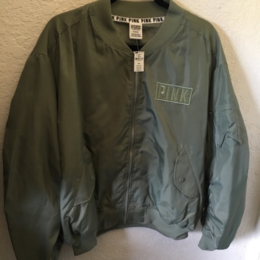 NWT PINK Army Green Bomber Jacket